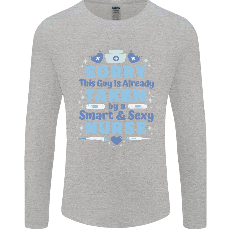 Taken By a Smart Nurse Funny Valentines Day Mens Long Sleeve T-Shirt Sports Grey
