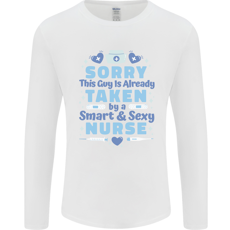 Taken By a Smart Nurse Funny Valentines Day Mens Long Sleeve T-Shirt White