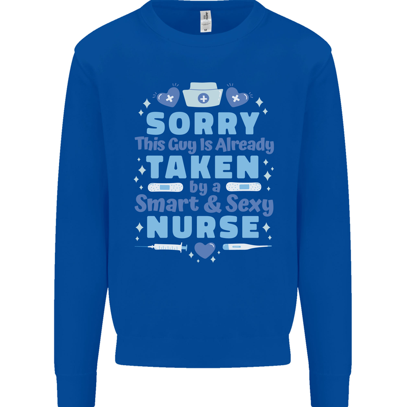 Taken By a Smart Nurse Funny Valentines Day Mens Sweatshirt Jumper Royal Blue