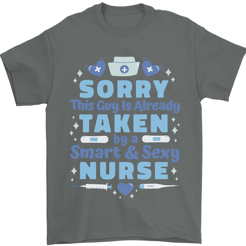 Taken By a Smart Nurse Funny Valentines Day Mens T-Shirt 100% Cotton Charcoal