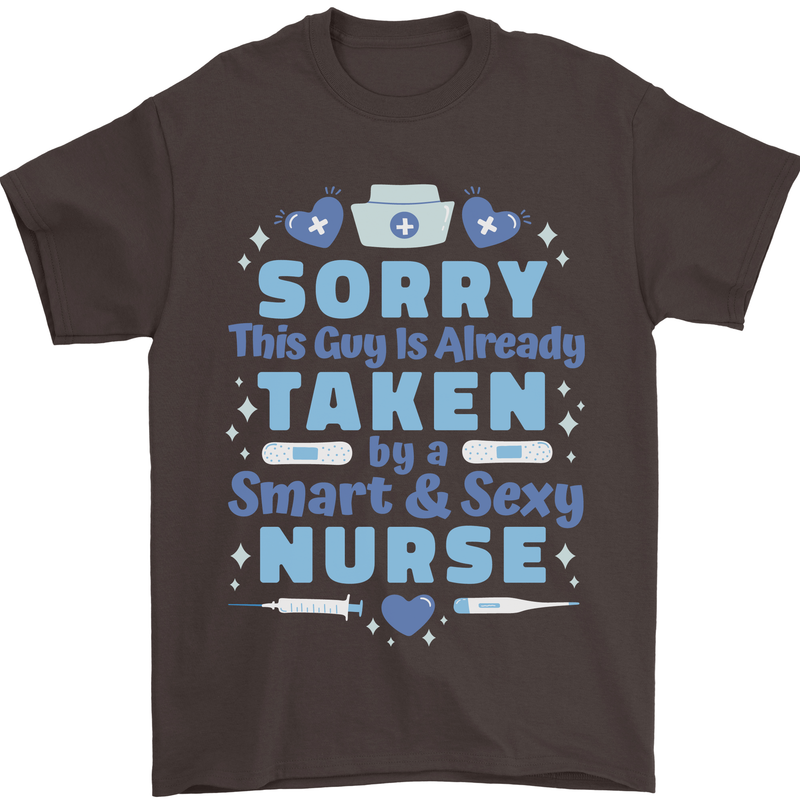 Taken By a Smart Nurse Funny Valentines Day Mens T-Shirt 100% Cotton Dark Chocolate