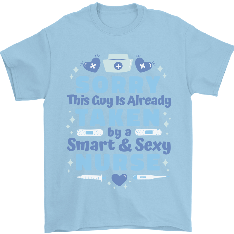 Taken By a Smart Nurse Funny Valentines Day Mens T-Shirt 100% Cotton Light Blue