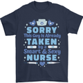 Taken By a Smart Nurse Funny Valentines Day Mens T-Shirt 100% Cotton Navy Blue