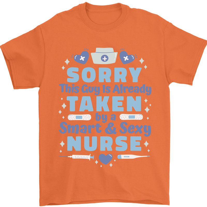 Taken By a Smart Nurse Funny Valentines Day Mens T-Shirt 100% Cotton Orange
