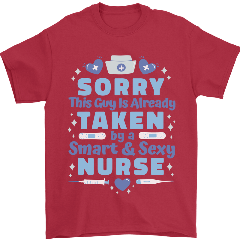 Taken By a Smart Nurse Funny Valentines Day Mens T-Shirt 100% Cotton Red
