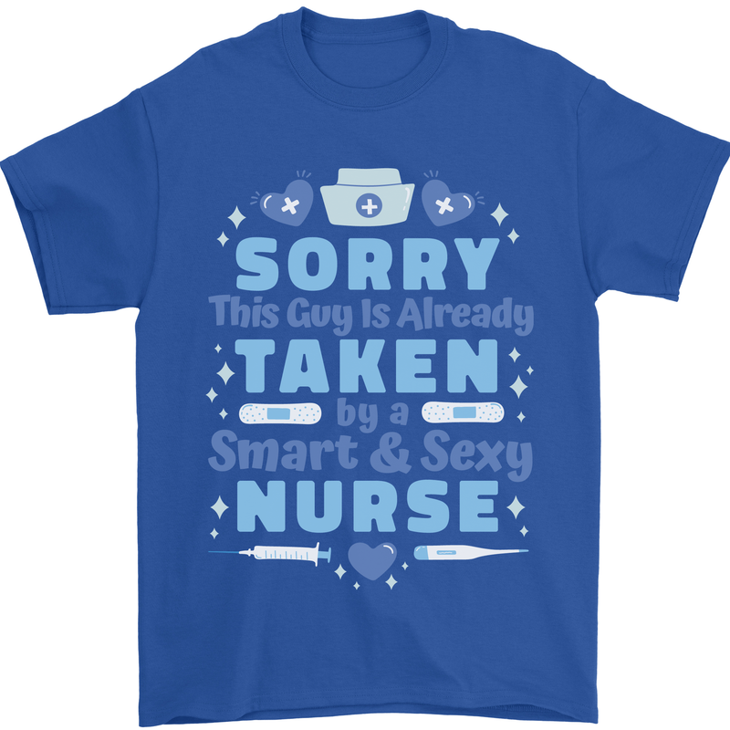 Taken By a Smart Nurse Funny Valentines Day Mens T-Shirt 100% Cotton Royal Blue