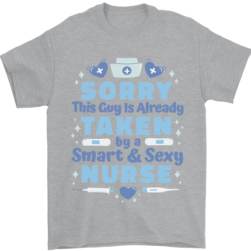 Taken By a Smart Nurse Funny Valentines Day Mens T-Shirt 100% Cotton Sports Grey