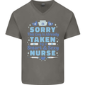 Taken By a Smart Nurse Funny Valentines Day Mens V-Neck Cotton T-Shirt Charcoal