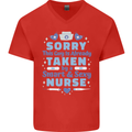 Taken By a Smart Nurse Funny Valentines Day Mens V-Neck Cotton T-Shirt Red