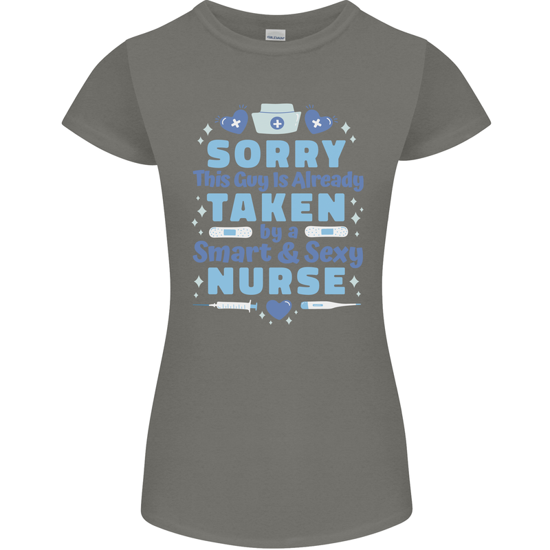 Taken By a Smart Nurse Funny Valentines Day Womens Petite Cut T-Shirt Charcoal