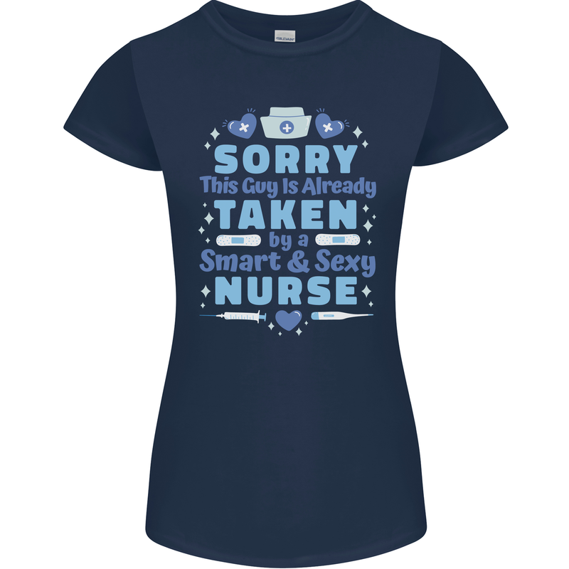 Taken By a Smart Nurse Funny Valentines Day Womens Petite Cut T-Shirt Navy Blue