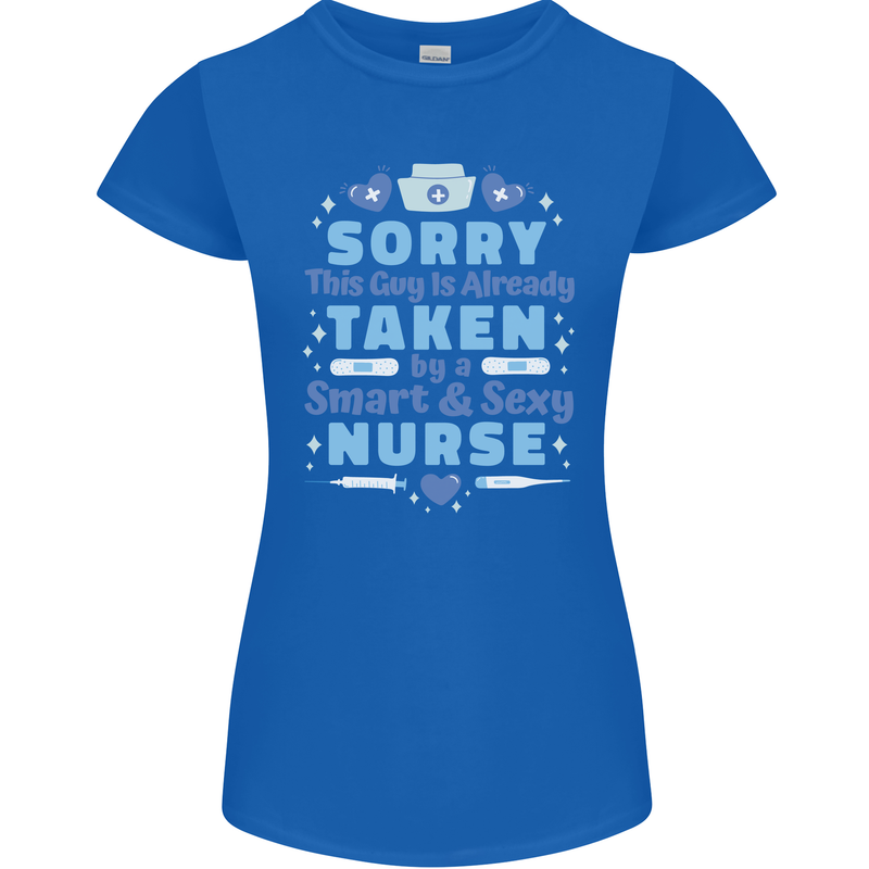 Taken By a Smart Nurse Funny Valentines Day Womens Petite Cut T-Shirt Royal Blue