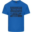 Teacher Attitude Funny Teaching Games PE Geography Mens Cotton T-Shirt Tee Top Royal Blue