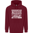Teacher Attitude Funny Teaching Maths English Childrens Kids Hoodie Maroon