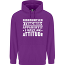 Teacher Attitude Funny Teaching Maths English Childrens Kids Hoodie Purple