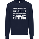 Teacher Attitude Funny Teaching Maths English Kids Sweatshirt Jumper Navy Blue