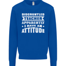Teacher Attitude Funny Teaching Maths English Kids Sweatshirt Jumper Royal Blue