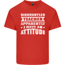 Teacher Attitude Funny Teaching Maths English Kids T-Shirt Childrens Red