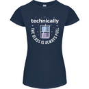 Technically the Glass is Always Full Science Funny Womens Petite Cut T-Shirt Navy Blue