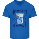 Technically the Glass is Always Full Science Geek Mens V-Neck Cotton T-Shirt Royal Blue