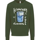 Technically the Glass is Always Full Science Nerd Kids Sweatshirt Jumper Forest Green