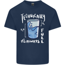 Technically the Glass is Always Full Science Nerd Mens Cotton T-Shirt Tee Top Navy Blue