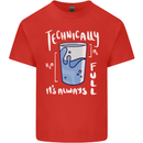 Technically the Glass is Always Full Science Nerd Mens Cotton T-Shirt Tee Top Red