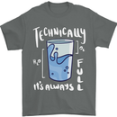 Technically the Glass is Always Full Science Nerd Mens T-Shirt 100% Cotton Charcoal