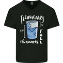 Technically the Glass is Always Full Science Nerd Mens V-Neck Cotton T-Shirt Black