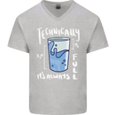 Technically the Glass is Always Full Science Nerd Mens V-Neck Cotton T-Shirt Sports Grey