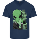The Name is Al Alien Funny Movie Parody Mens V-Neck Cotton T-Shirt Navy Blue