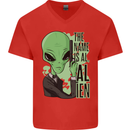 The Name is Al Alien Funny Movie Parody Mens V-Neck Cotton T-Shirt Red