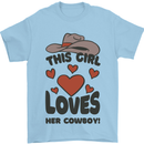 This Girl Loves Her Cowboy Mens T-Shirt 100% Cotton Light Blue