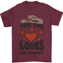 This Girl Loves Her Cowboy Mens T-Shirt 100% Cotton Maroon