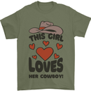 This Girl Loves Her Cowboy Mens T-Shirt 100% Cotton Military Green