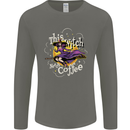 This Witch Needs Coffee Funny Halloween Mens Long Sleeve T-Shirt Charcoal