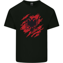 Torn Albania Flag Albanian Day Football Mens Cotton T-Shirt Tee Top Black