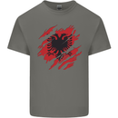 Torn Albania Flag Albanian Day Football Mens Cotton T-Shirt Tee Top Charcoal