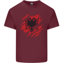 Torn Albania Flag Albanian Day Football Mens Cotton T-Shirt Tee Top Maroon