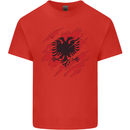 Torn Albania Flag Albanian Day Football Mens Cotton T-Shirt Tee Top Red