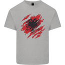 Torn Albania Flag Albanian Day Football Mens Cotton T-Shirt Tee Top Sports Grey