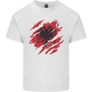 Torn Albania Flag Albanian Day Football Mens Cotton T-Shirt Tee Top White