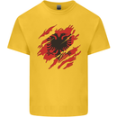 Torn Albania Flag Albanian Day Football Mens Cotton T-Shirt Tee Top Yellow
