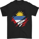 Torn Antigua and Barbuda Flag Day Football Mens T-Shirt 100% Cotton Black