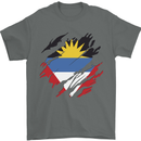 Torn Antigua and Barbuda Flag Day Football Mens T-Shirt 100% Cotton Charcoal