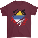 Torn Antigua and Barbuda Flag Day Football Mens T-Shirt 100% Cotton Maroon