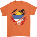 Torn Antigua and Barbuda Flag Day Football Mens T-Shirt 100% Cotton Orange
