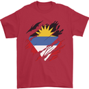 Torn Antigua and Barbuda Flag Day Football Mens T-Shirt 100% Cotton Red