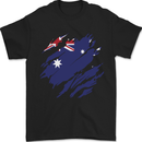 Torn Australia Flag Australian Day Football Mens T-Shirt 100% Cotton Black