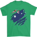 Torn Australia Flag Australian Day Football Mens T-Shirt 100% Cotton Irish Green
